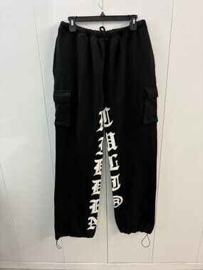 Hidden Cult Cargo Sweatpants Unisex Large Heavyweight Black Sweden PRC